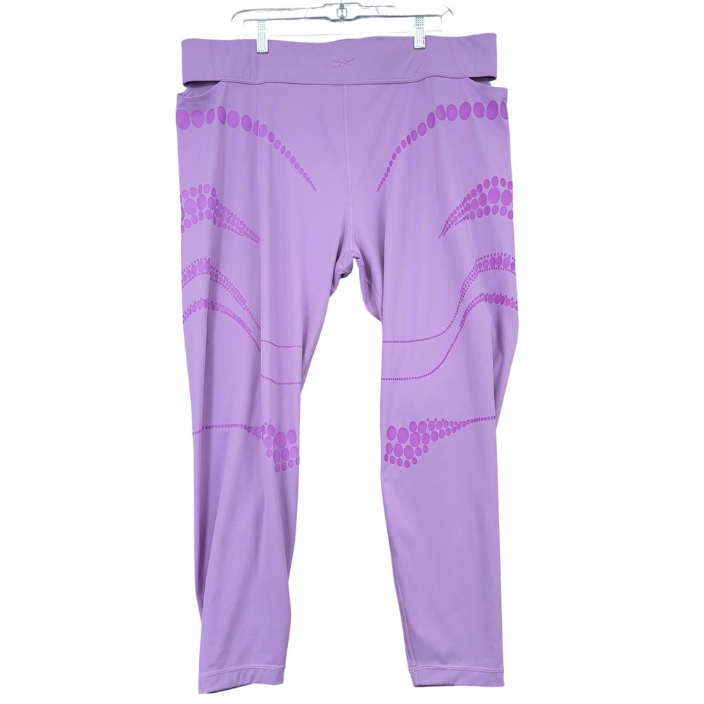Reebok Cardi B Women 3X Recycled Polyester‎ Purple Geometric Leggings